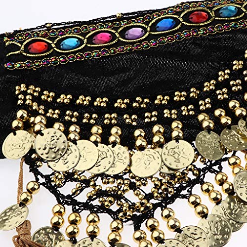 Fityle – Saia de dança do ventre com cinto de dança indiana, Preto, 150 cm