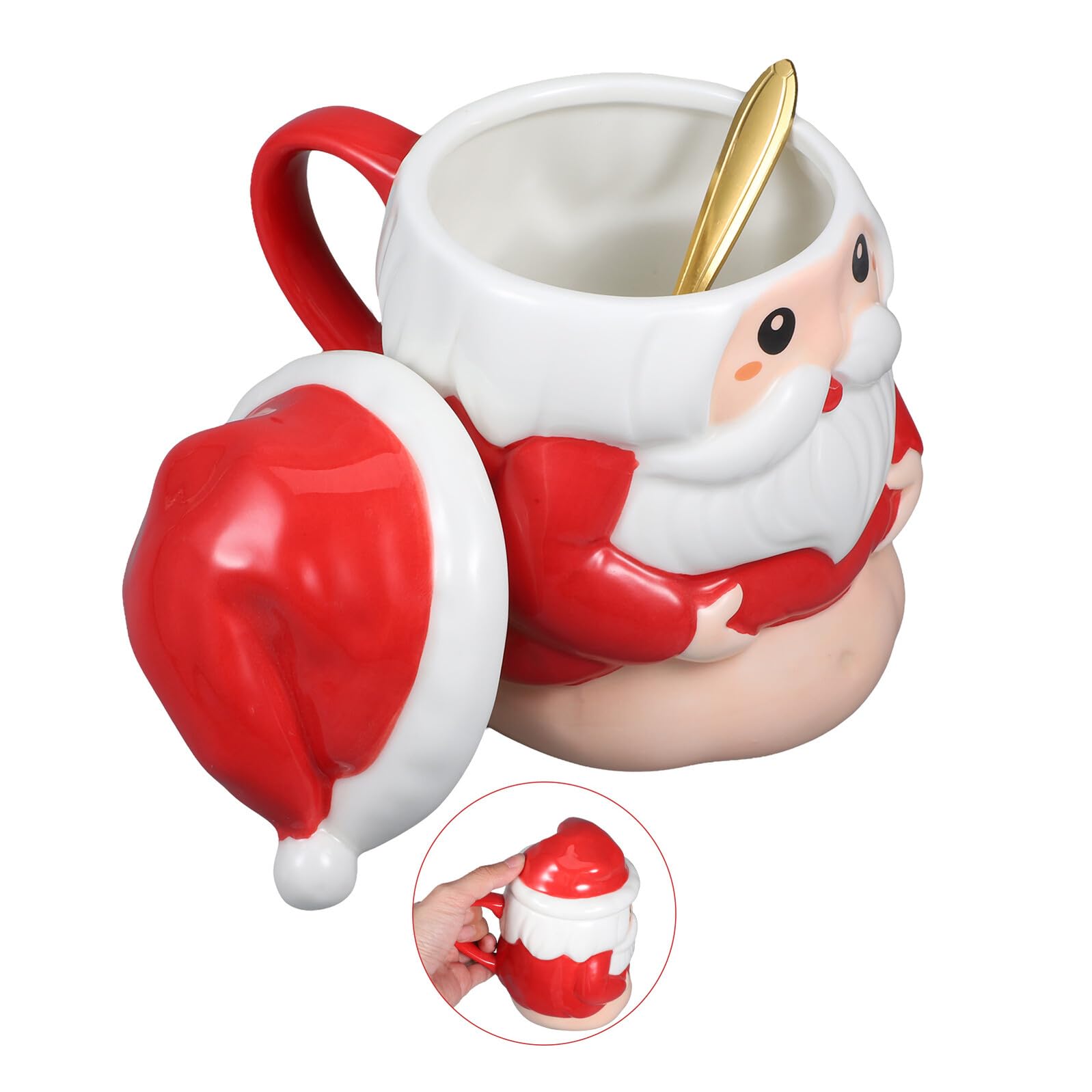 Zerodeko Taza Navideña de Papá Noel de Cerámica Decorativa para Té para Fiestas de Navidad