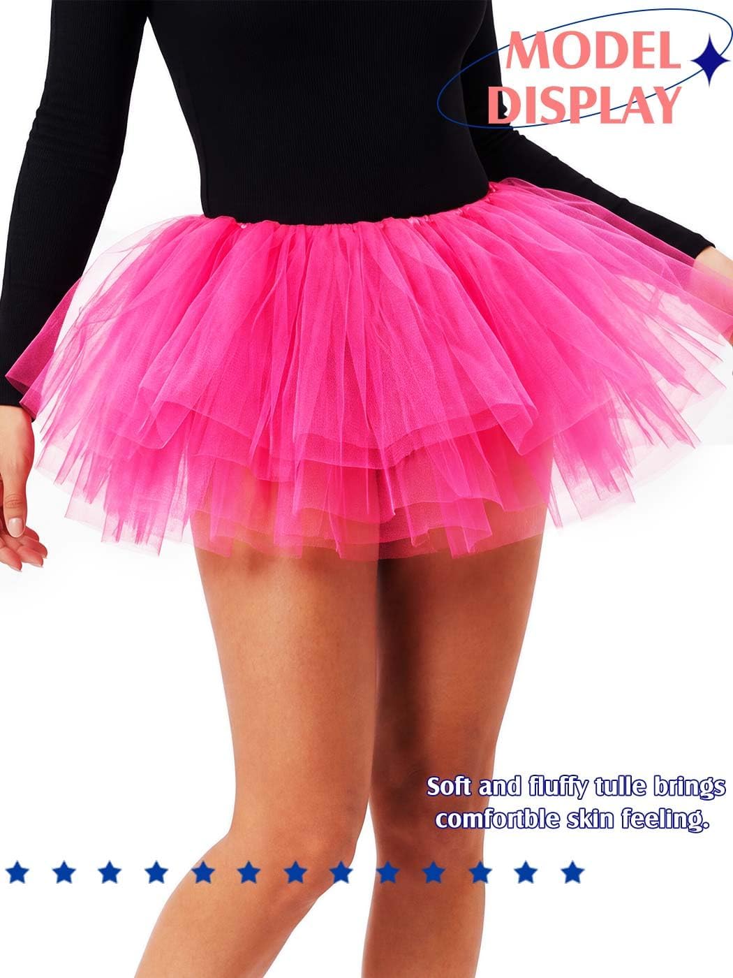 TWINKLEDE Hot Pink Tulle Tutu Skirt Ballet Bubble Dance Skirt Running Tututs for Women