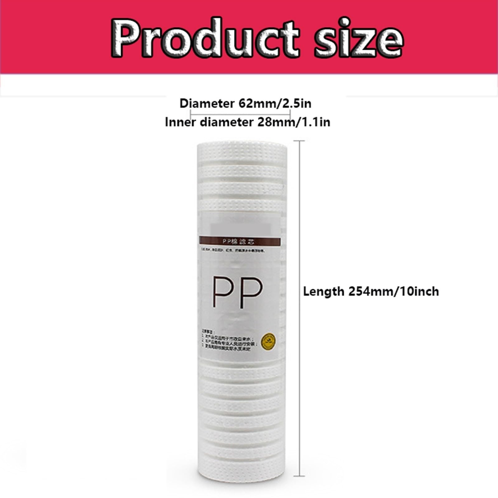 1/5 Mikron Sedimentfilter für das ganze Haus, 10 x 2,5 gerillte PP-Baumwoll-Wasserfilter, 10-teiliger Kartuschenersatz, für Brunnenwasser(5 micron)