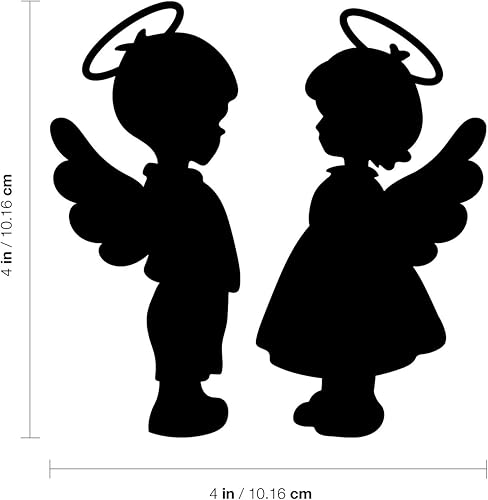 Miniatura 3 de Juego de 2 calcomanías de vinilo para pared, diseño de ángel para niños, 4 x 4 pulgadas, diseño de ángeles para niños pequeños, hogar, dormitorio,