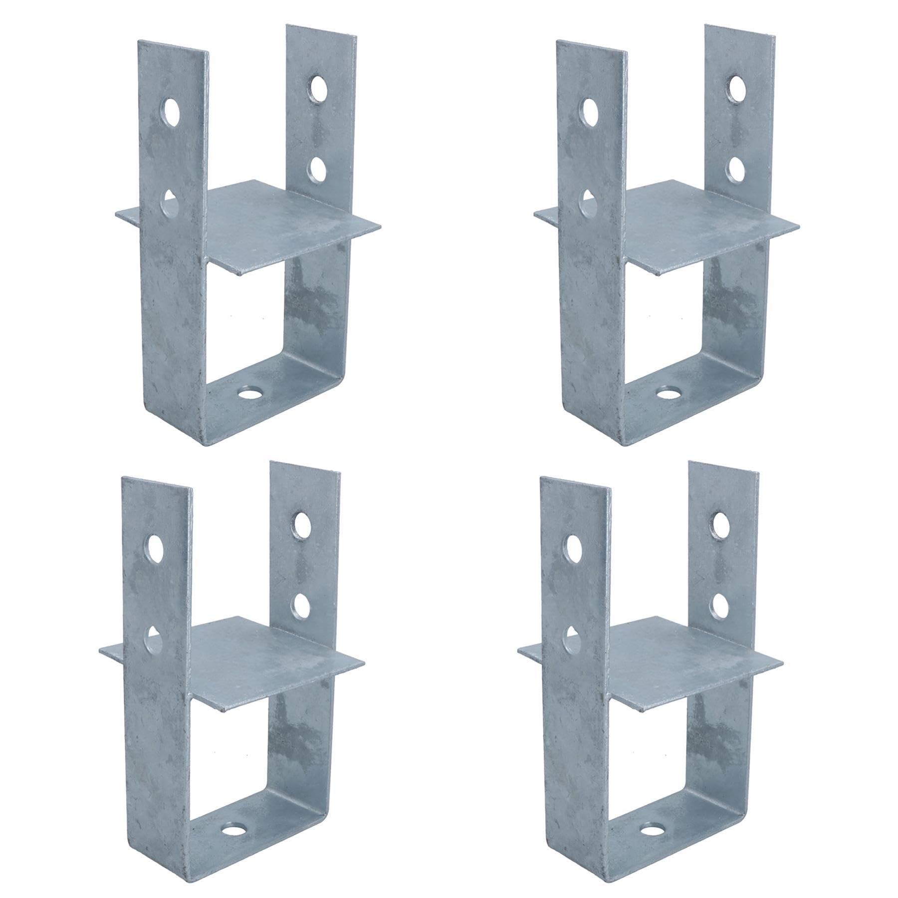 Concrete in Wooden Post U Support Base Bracket 100 x 100mm Decking 4PK