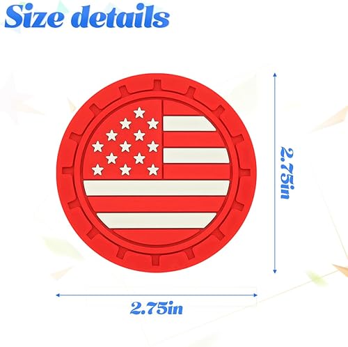 Miniatura 2 de BESULEN Paquete de 4 posavasos de coche con bandera estadounidense, portavasos universales de 2.75 pulgadas, portavasos antideslizantes con bandera