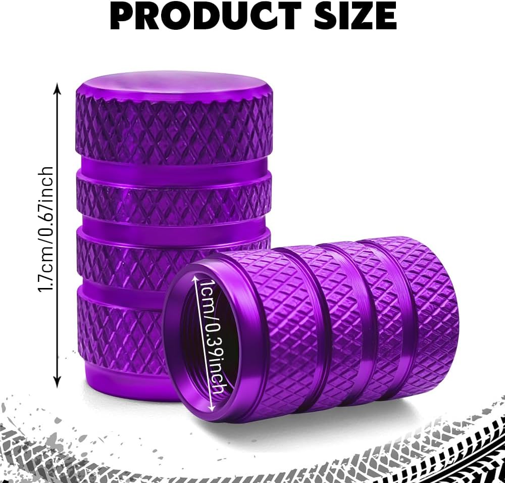 5PCS Car Tire Valve Stem Caps, Colorful Aluminum Tire Valve Dust Cover, Corrosion Resistant Tire Air Caps, Embossed Tire Cap Accessories for Cars Trucks SUVs Motorcycles (Purple, 5PCS) image 2