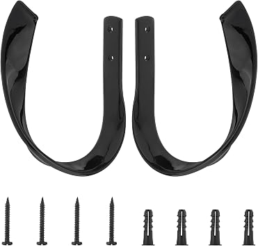 2 Pack Curtain Holdbacks, Aluminum Alloy Wall Mounted Decorative Drapery Tiebacks with Screws and Anchors, Heavy Duty U-Shape Wave Window Curtain Hooks for Home Decor 2, Black