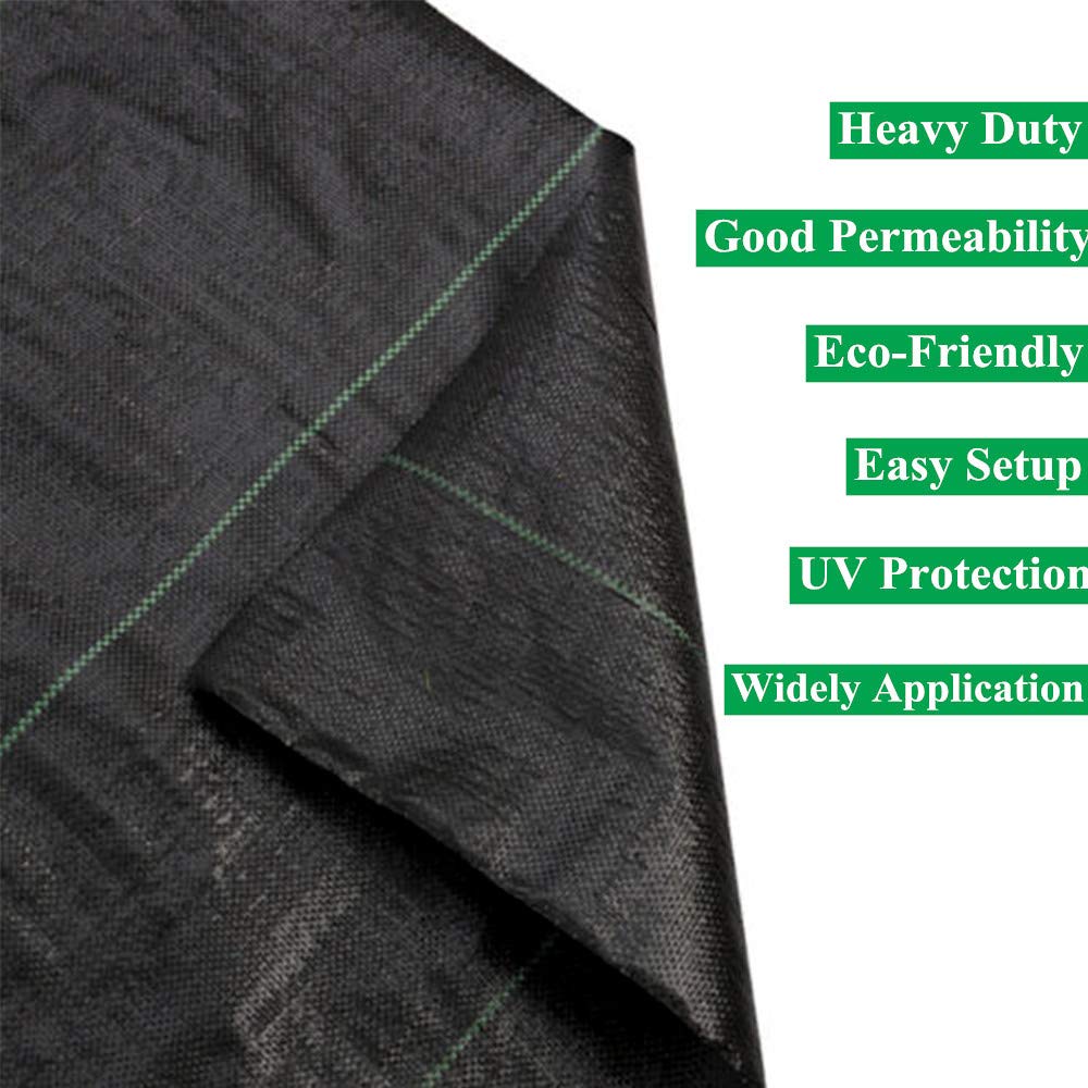 Landscape Fabric Weed Barrier 5FT X 100FT Heavy Duty & Good Permeability Woven Weed Blocker,Easy Setup Weed Control Mat Weather Proof Ground Cover 125g/sm