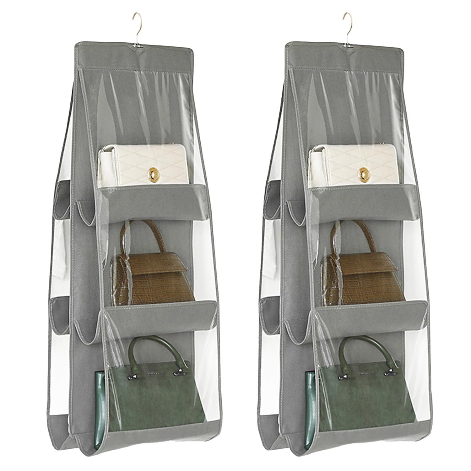 1 Packs Large Hanging Handbag Purse Organizer,Purse Organizer for Closet, 8 Pockets & 360 Degree Rotation Metal Hooks, Purse Hanger Closet, Hanging Purse Organizer for Closet