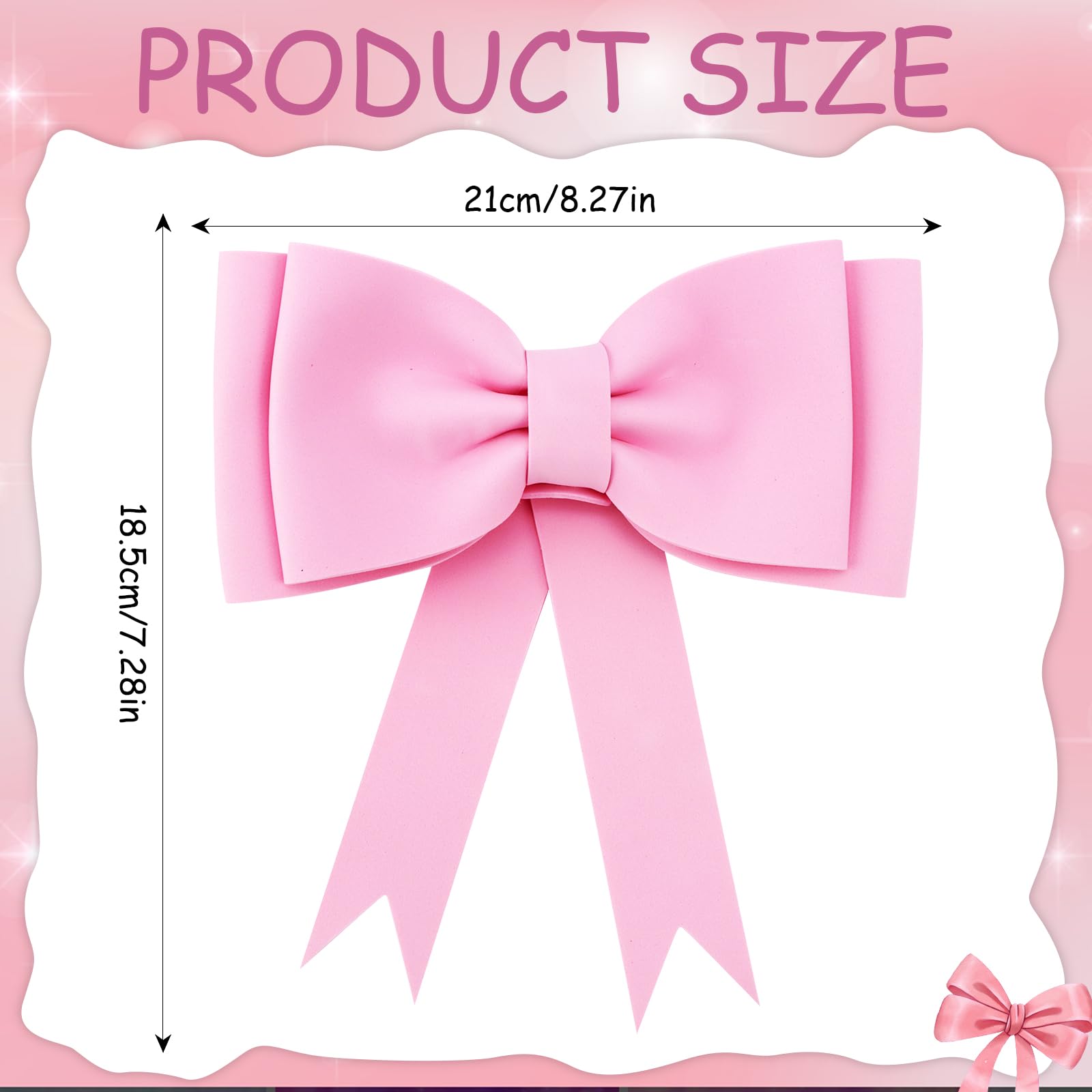 Vovii 4Pcs Oversized Pink Bow-shaped Cake Toppers for Coquette Cake Decorations, Birthday Party Supplies (EVA Foam)