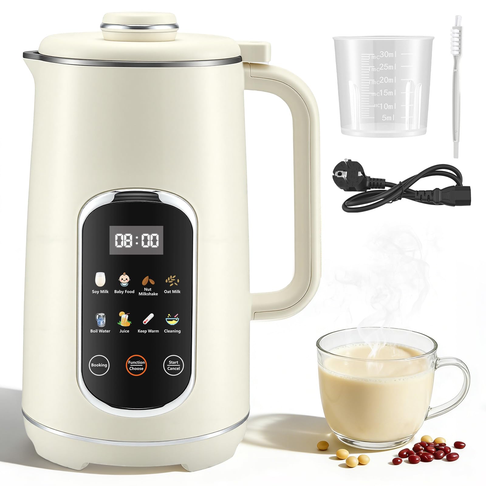 Macchina per il latte di noci 1200ml, macchina per il latte di soia con 12 lame e 9 funzioni, macchina per il latte d'avena per latte di mandorle, latte vegetale, bevanda a base di cereali, timer
