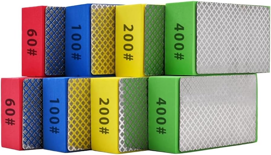 セラミックタイルガラス研削、サンディングブロック研磨用ダイヤモンドハンド研磨パッド 8 個 60、100、200、400