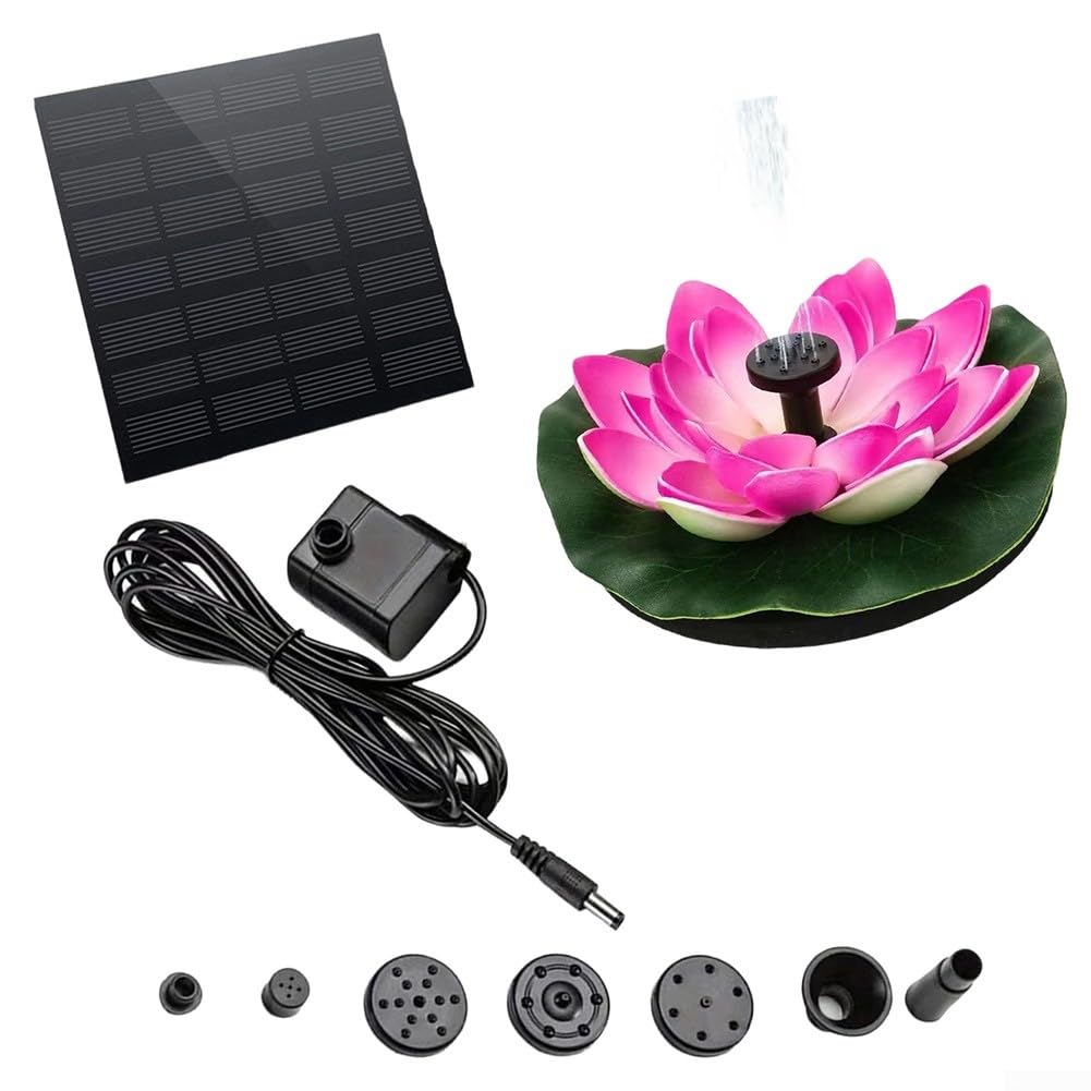Aprilsunnyzone Outdoor Solar Fountain Pump Lotus Design For Bird Bath Small Pond And For Garden Decor With Adjustable Flow Control(3)