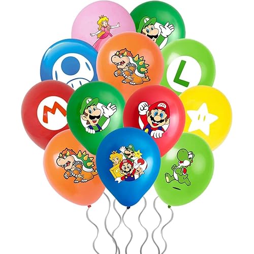 Mario Birthday Party Supplies,41Pcs Mario Balloons,12 inch Mario Latex Balloon for Kids Mario Birthday Decorations, MBros Themed Birthday Balloons for Kids Boys Girls Mario Party Favors