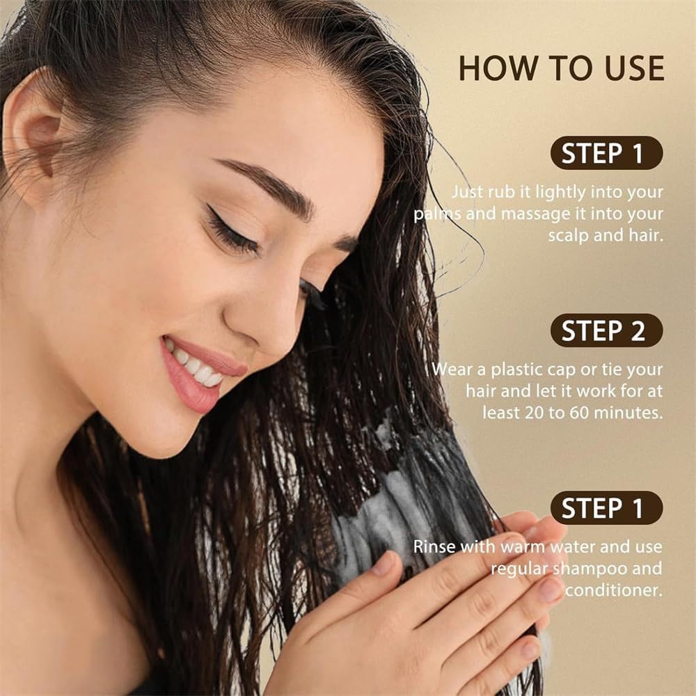 Huile de Batana pour la Croissance des Cheveux, Pâte d'huile de Batana 100% brute, Shampoing anti-chute, Renforce les cheveux naturellement, Prévient les frisottis, Convient à tous types de cheveux
