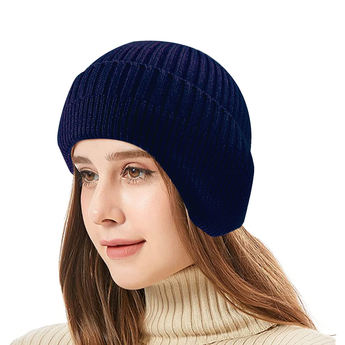 JFAN Cappello Lavorato A Maglia da Uomo Donna Autunno Inverno Tinta Unita Proteggi Le Orecchie Cappello da Sci Moda Caldo Cappello in Pelle di Melone