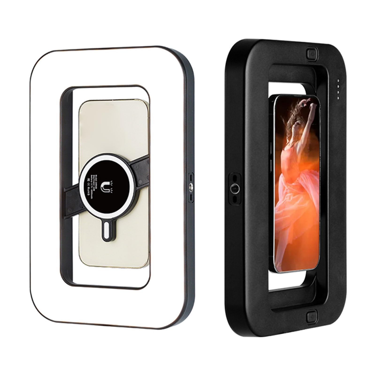 VBESTLIFE Anello Luminoso per Telefono Magnetico, 448 LED 6000mAh Luce per Selfie RGB Ricaricabile per Telefono, Stabilizzatore Portatile con Luce per Video, Foto, Trucco