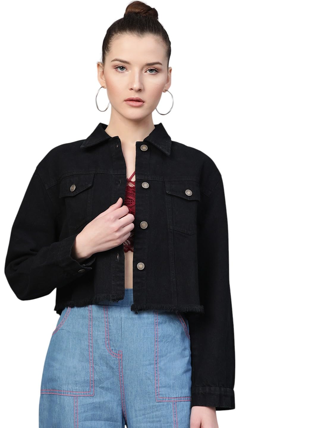 sassafras Women Denim Raw Edge Jacket-picture-23