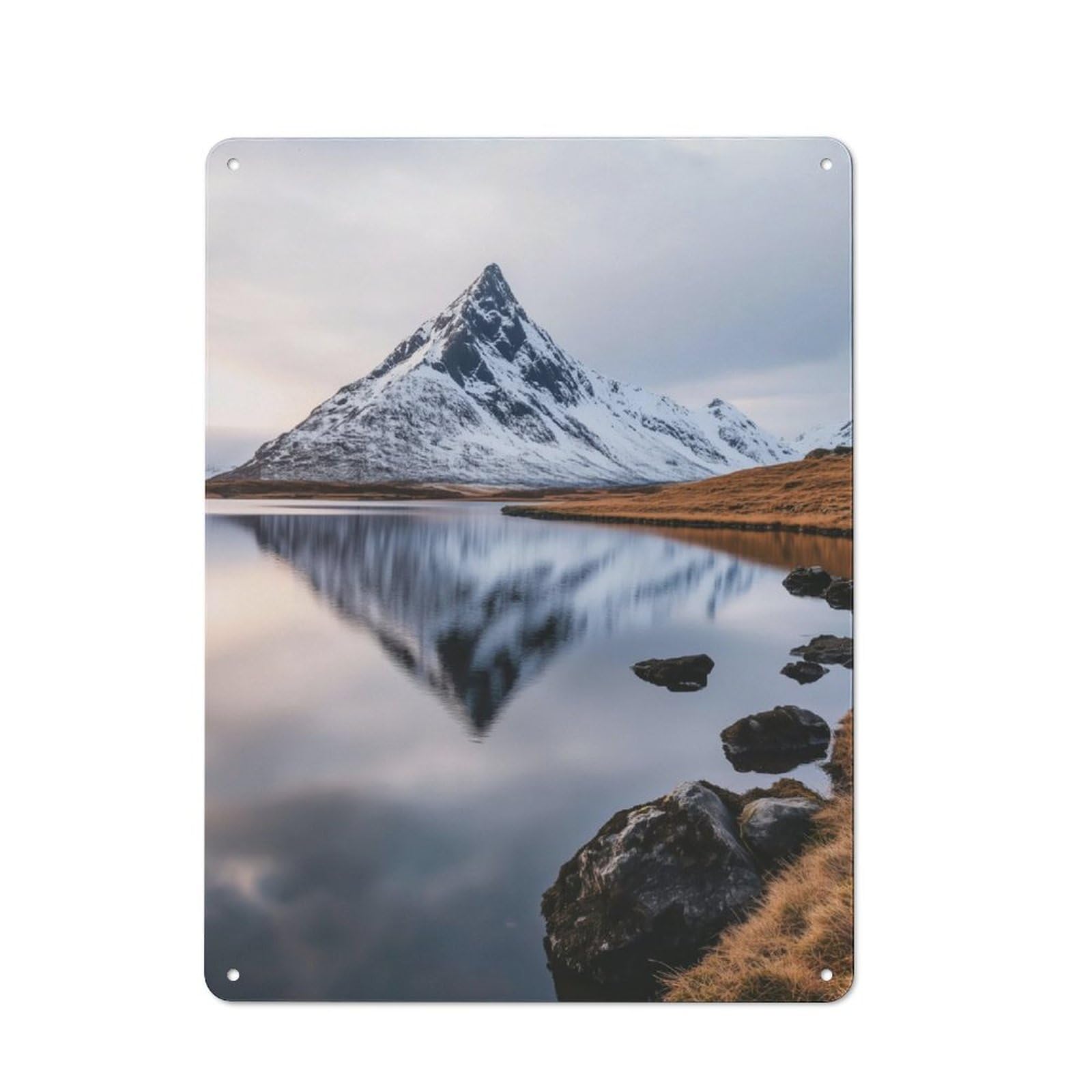 Junmoney Mountain Reflection Tin Wall Plaque 40X30cm With For Bar Or Restaurant, For Hospitality Decor Collectors