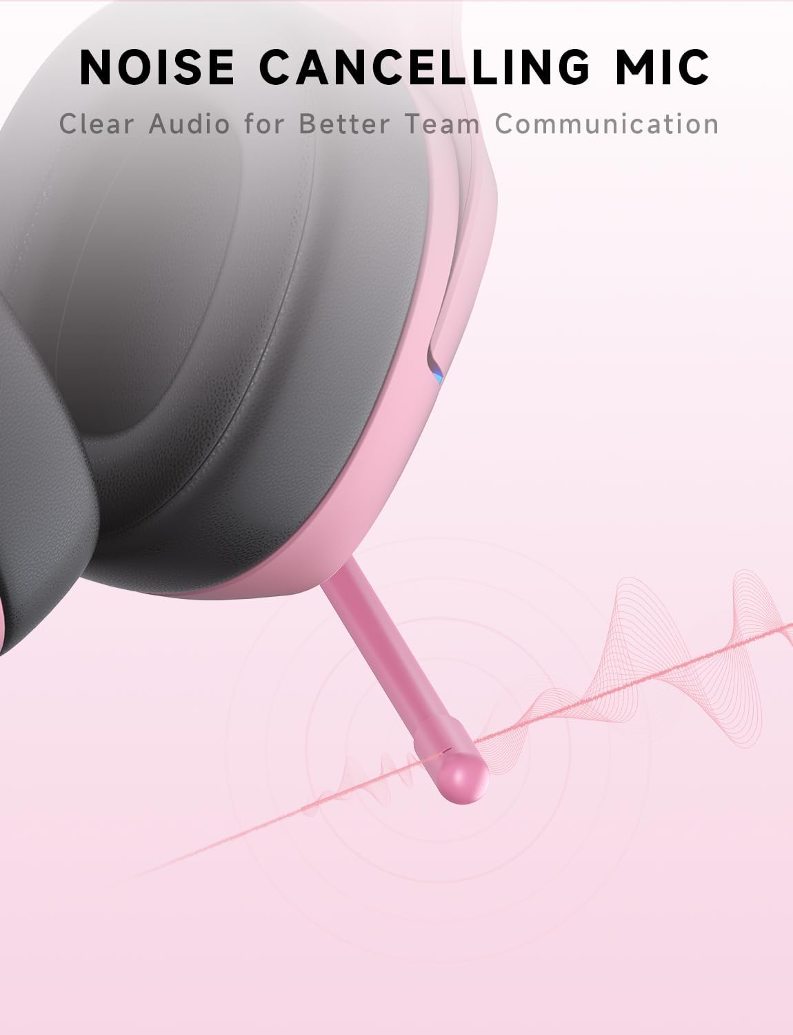 2.4GHz Wireless Gaming Headsets for PS5, PS4, PC, Switch - Bluetooth 5.3 Gaming Headphones with Noise Canceling Mic, 7.1 Surround Sound, 70H Battery, Blue Lighting - Blush Pink - Image 7