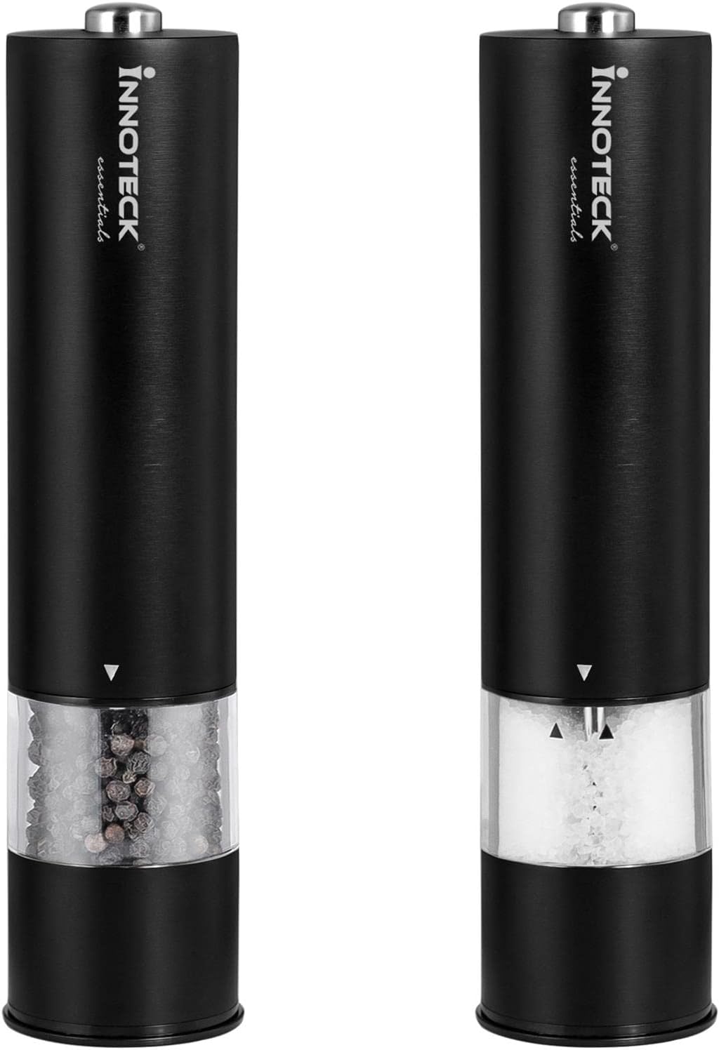 Innoteck Essentials Electric Salt and Pepper Mill Set BatteryOperated Black Pepper Mill with