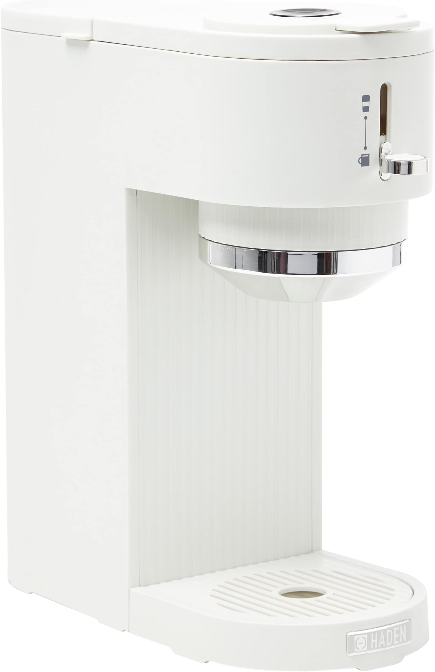 HADEN 75108 Single Serve Coffee Machine for Single Serve Pods and Ground Coffee in Ivory/Chrome