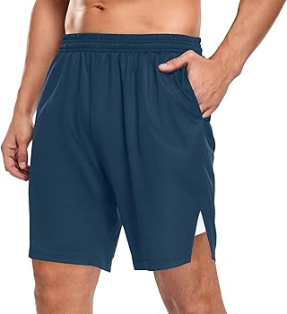 ZZXXB Navy Blue Athletic Shorts for Men with Pockets 2 in 1 Quick