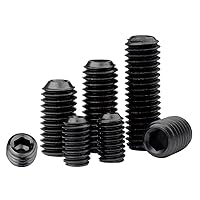 Vista 4 de M2-0.4 x 2 mm tornillos negros con hueco hexagonal, punta de copa sin cabeza, tornillo de seguridad de punta plana, rosca interior hexagonal, acero
