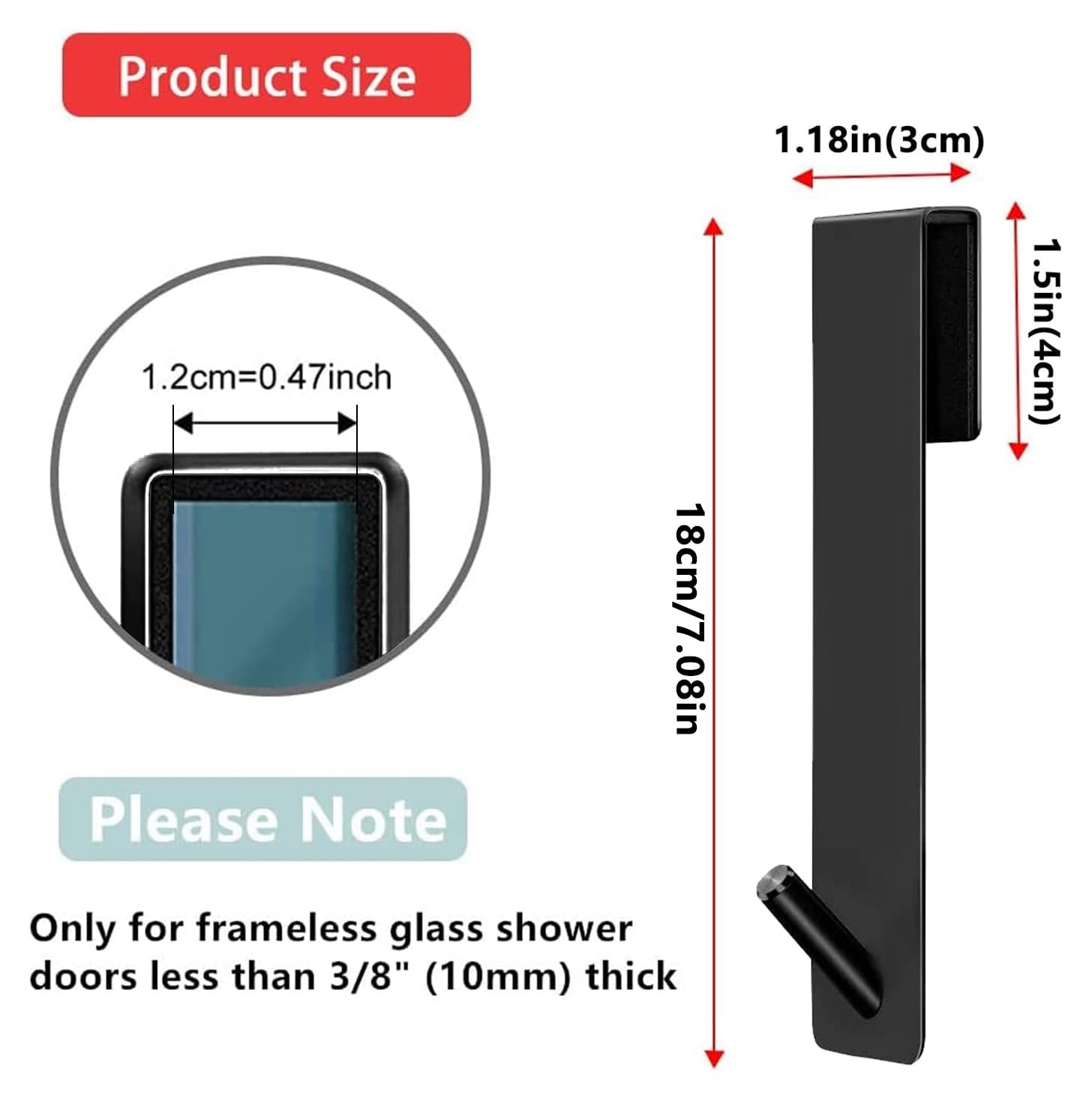 Set Di 2 Ganci Da Doccia In Acciaio,Ganci Per Vetro Doccia Per Accappatoio,Porta Asciugamani Bagno, Con Imbottitura Di Protezione (Nero)