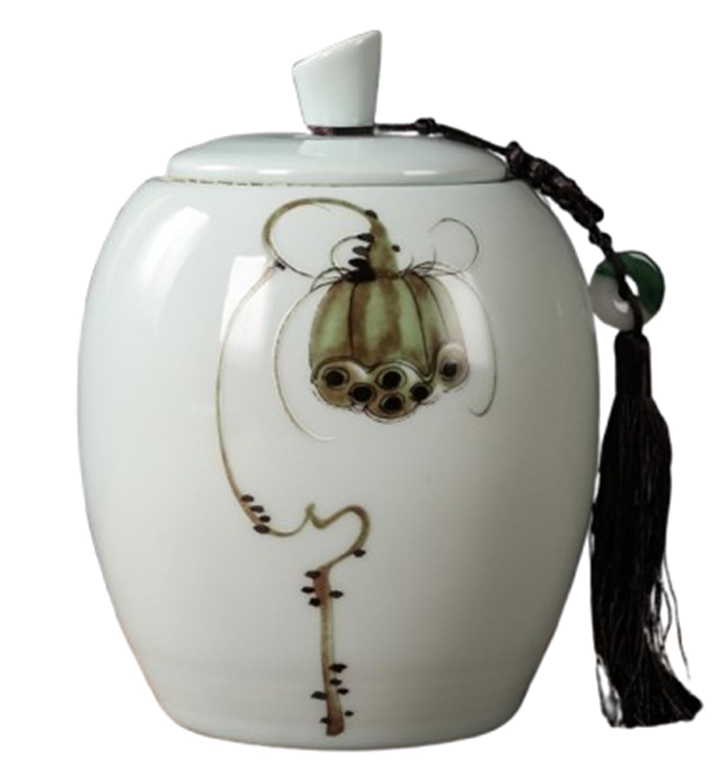 NHDVDVAV Celadon Porcelain Ginger Jar for Tea,Chinoiserie Ceramic Decorative Jar with Lid,Vintage AccentS mall Vase for Home Decor, Wedding, or Tabletop,D