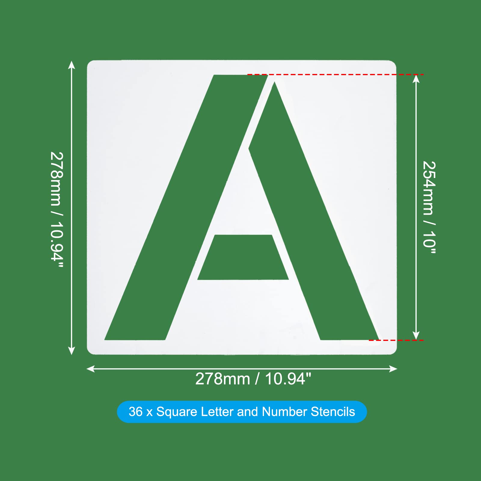 PATIKIL 10" Lettera Stampini Numero Stampini 36pz Riutilizzabile Alfabeto Modelli Numeri Stencil Set per Pittura Legno Muro Bianco