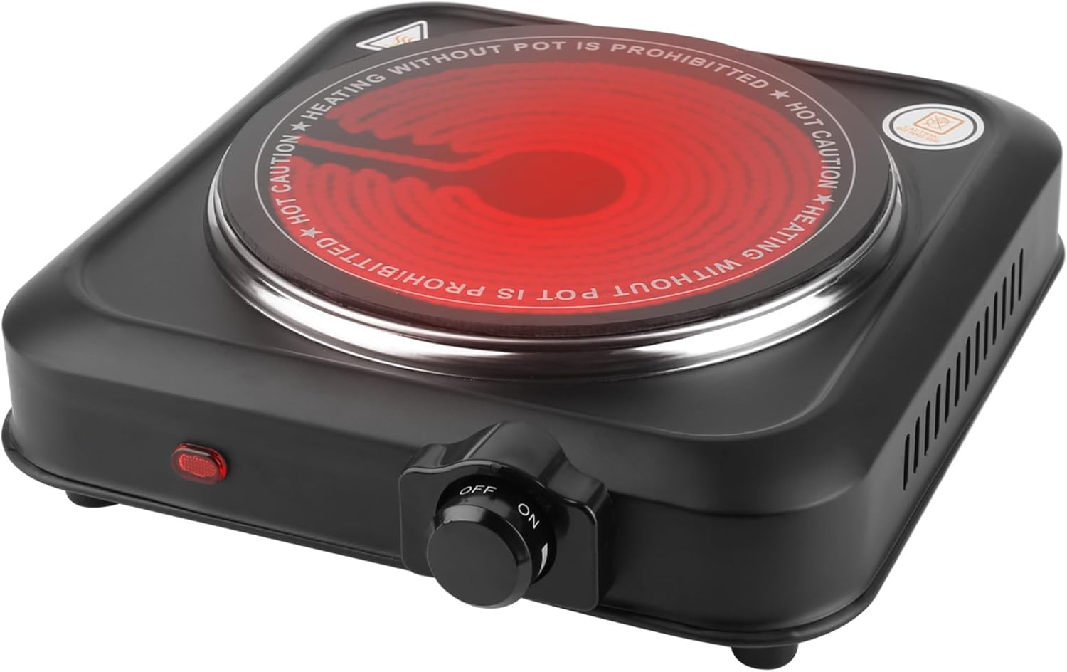 Estufa Eléctrica Portátil de Un Quemador con Plato de Vidrio y Ajuste de Temperatura