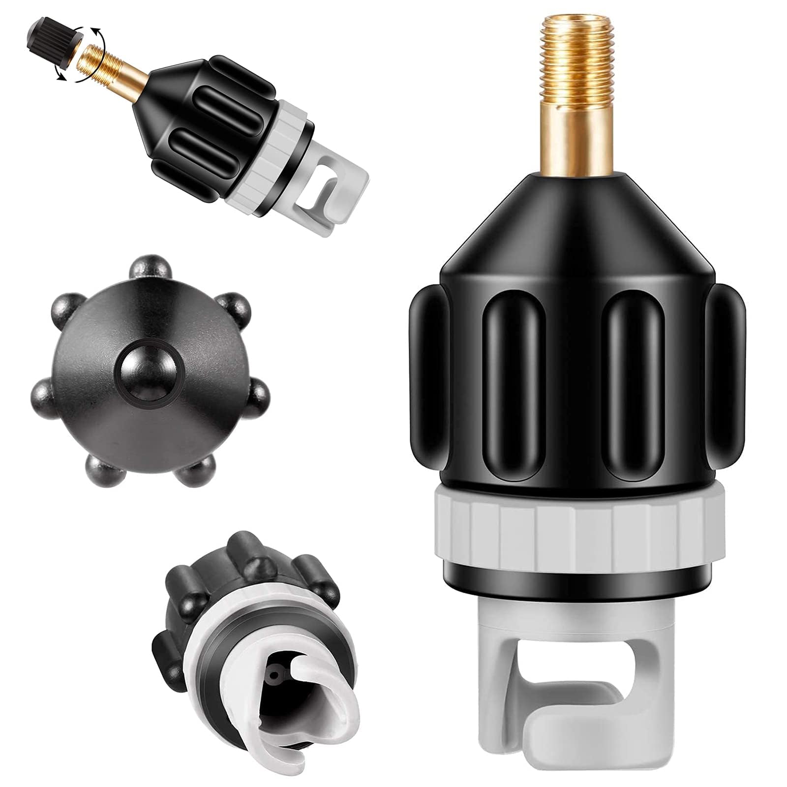 SUP adapter pompy do deski wiosłowej, adapter zaworu powietrza, akcesoria konwencjonalny konwerter pompy powietrza do nadmuchiwanej łodzi wiosłowej, deski SUP, kajaka, czarny