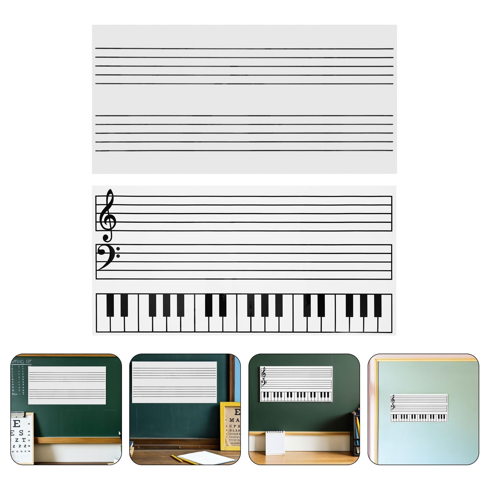 SHINEOFI 2 Pezzi Lavagna Magnetica Cancellabile a Pennarello per Lezioni di Musica Portatile Pentagramma Flessibile in Gomma e Appunti Musicali in Cucina