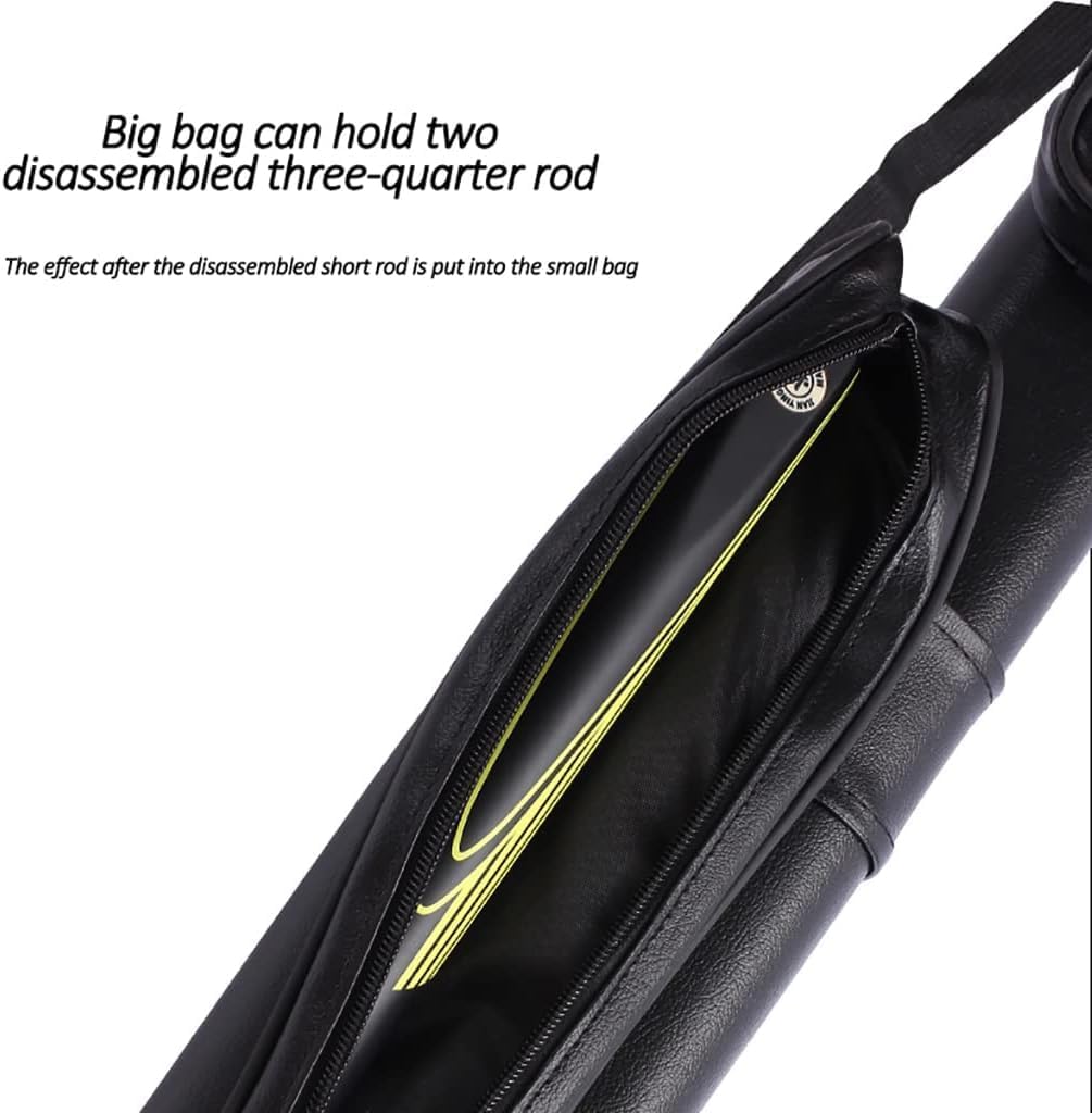 Pool Cue Case Hard Billiard Cue Carrying Case,Billiard Cue Bag,with Top Zipper and Shoulder Strap,Holds 2pc 3/4 Billiard Cues,Made of Faux Leather-C||120cm