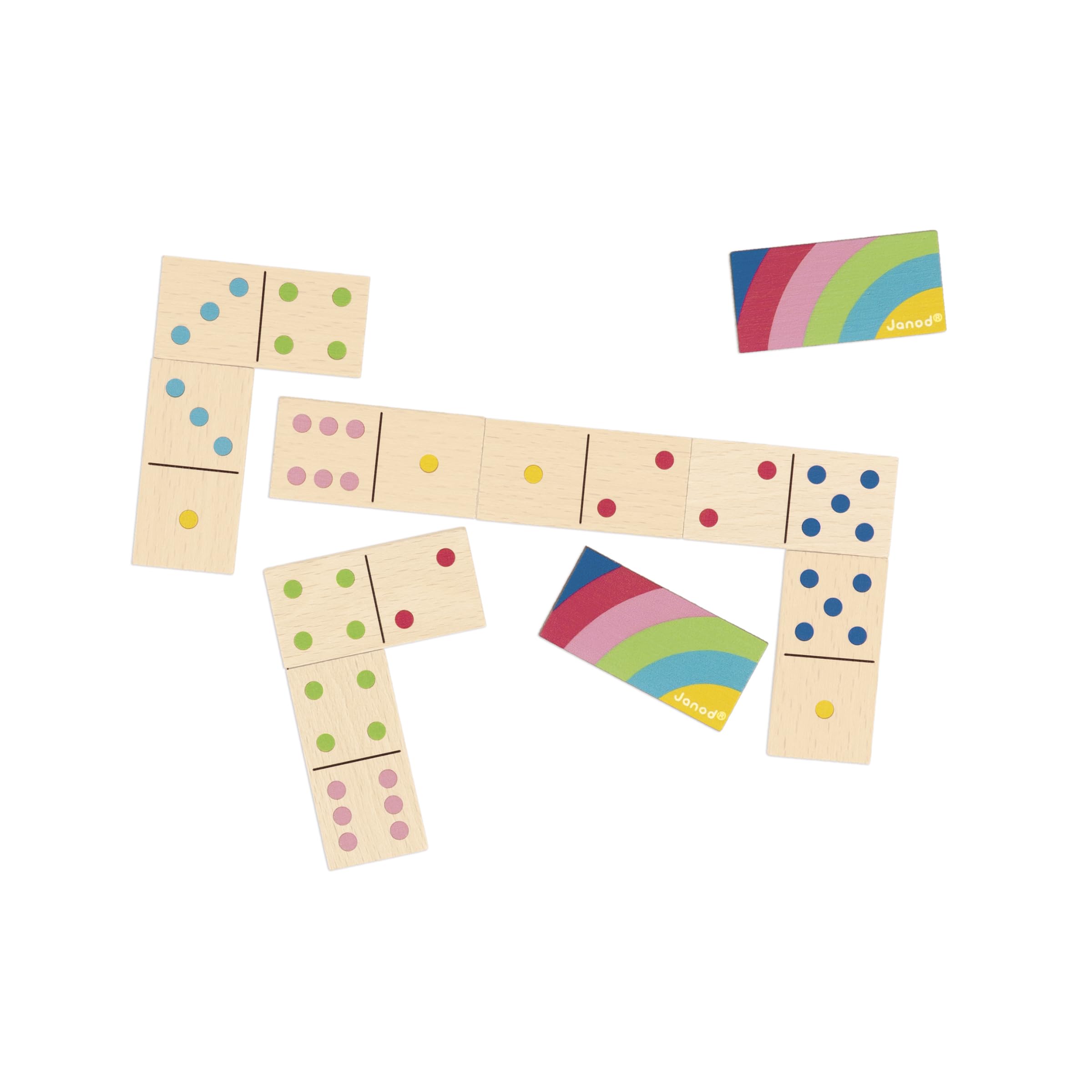 Janod - Wooden Dominoes Game for Children - 28 Pieces for Hours of Fun - Classic Wooden Toy for ages 3 and up - Image 2