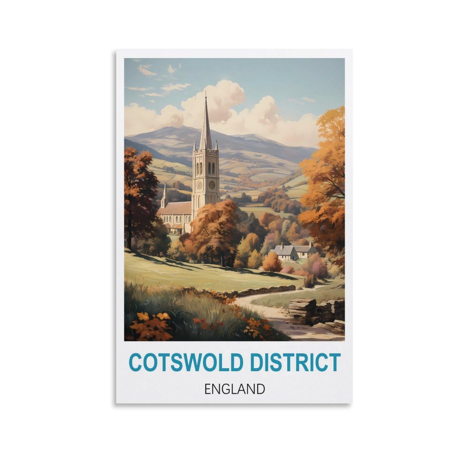 EZMLFA 5D Diamond Painting Kits for Adults,Cotswold District Englands,Diamond Painting,Landscape Gem Art Kits Adult and Crafts Home Decor 40x40cm