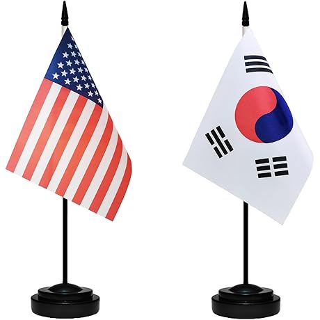 USA American & South Korea S Korean Desk Flags, US South Korea...