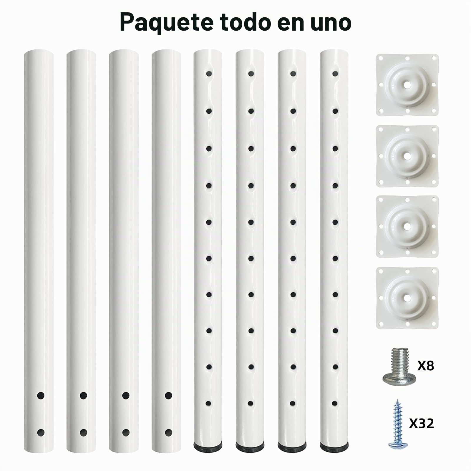 QLLY Set de 4 Patas de Mesa metálicas Ajustables, de 60 a 100 cm, para Oficina en casa, Bricolaje (Blanco)