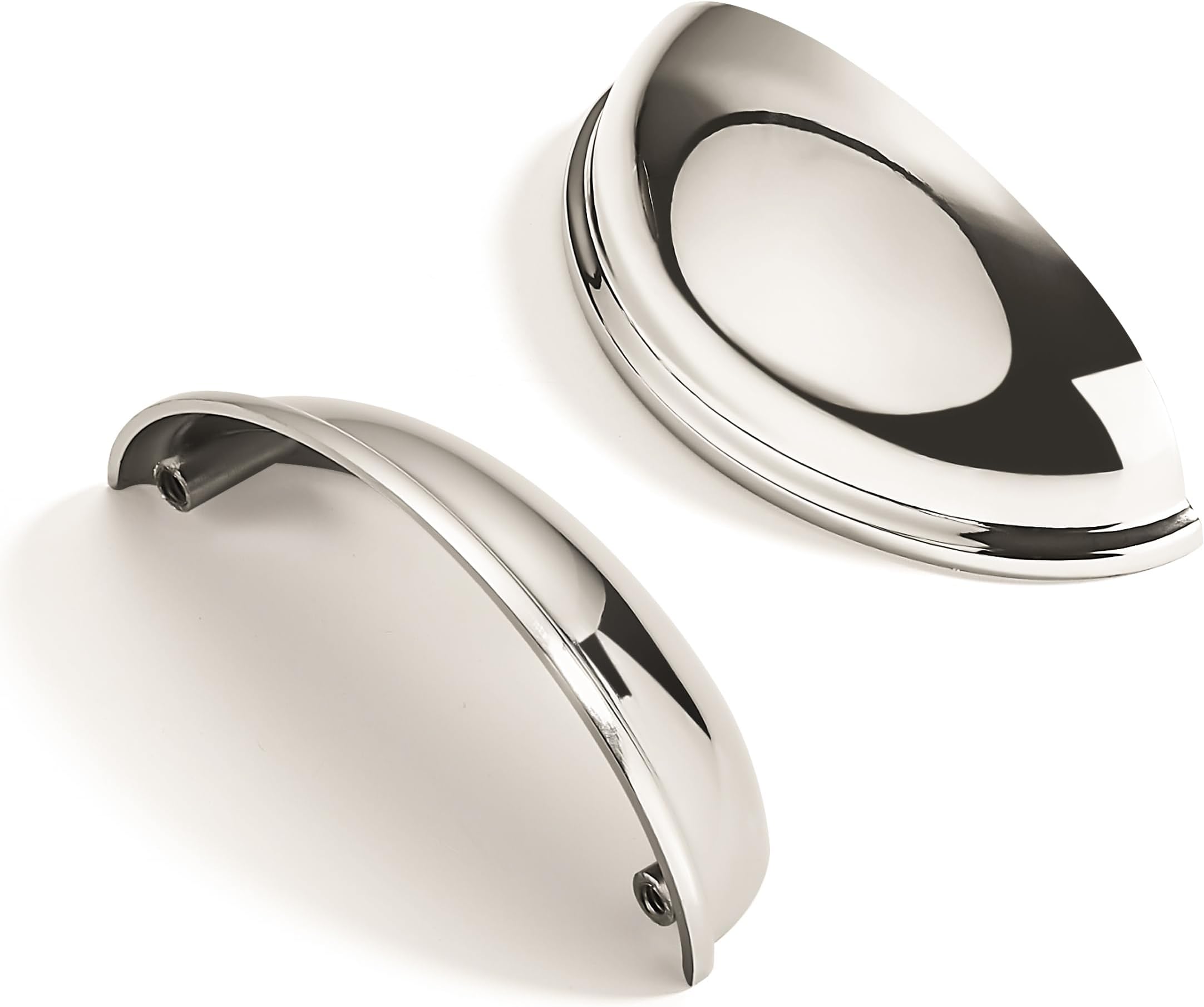 2 Pack 3-3/4" Drawer Pulls Polished Nickel Cabinet Cup Pulls Kitchen Hardware Cabinet Handles Drawer Handles Knobs 3-3/4 inch (96mm) Center to Center