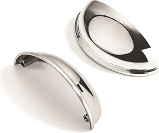 10 Pack 3-3/4" Drawer Pulls Polished Nickel Cabinet Cup Pulls Kitchen Hardware Cabinet Handles Drawer Handles Knobs 3-3/4 inch (96mm) Center to Center