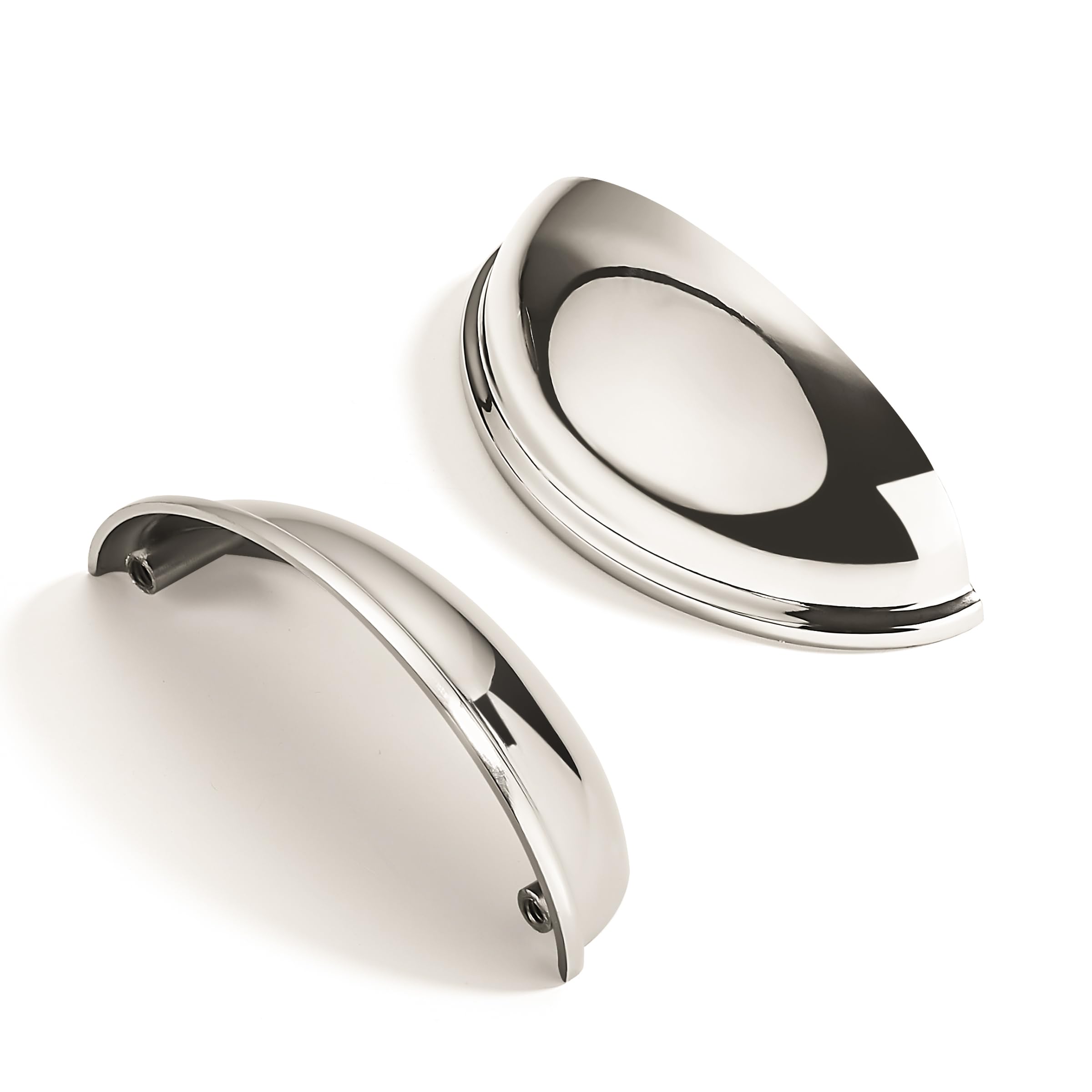 2 Pack 3-3/4" Drawer Pulls Polished Nickel Cabinet Cup Pulls Kitchen Hardware Cabinet Handles Drawer Handles Knobs 3-3/4 inch (96mm) Center to Center