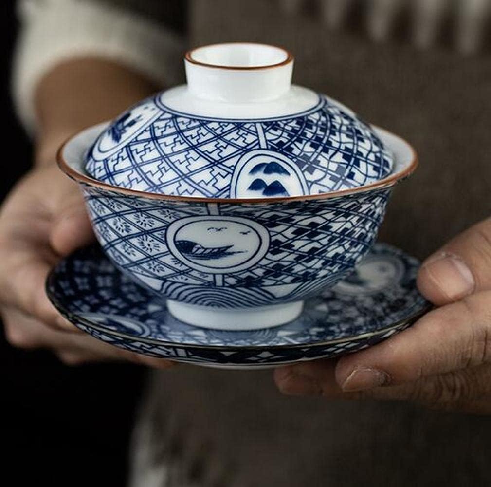 CTRSM 中国ティーカップ、中国の伝統的なガイワン、カンフーティーボウル、景徳鎮磁器カンフーガイワンクリエイティブオフィスティーカ