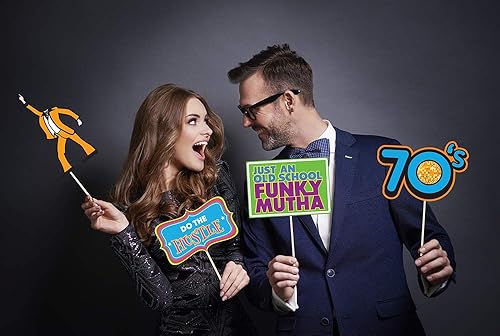 Miniatura 3 de Disco Photo Prop Pack - Decoraciones de fiesta retro de los años 70, suministros y regalos