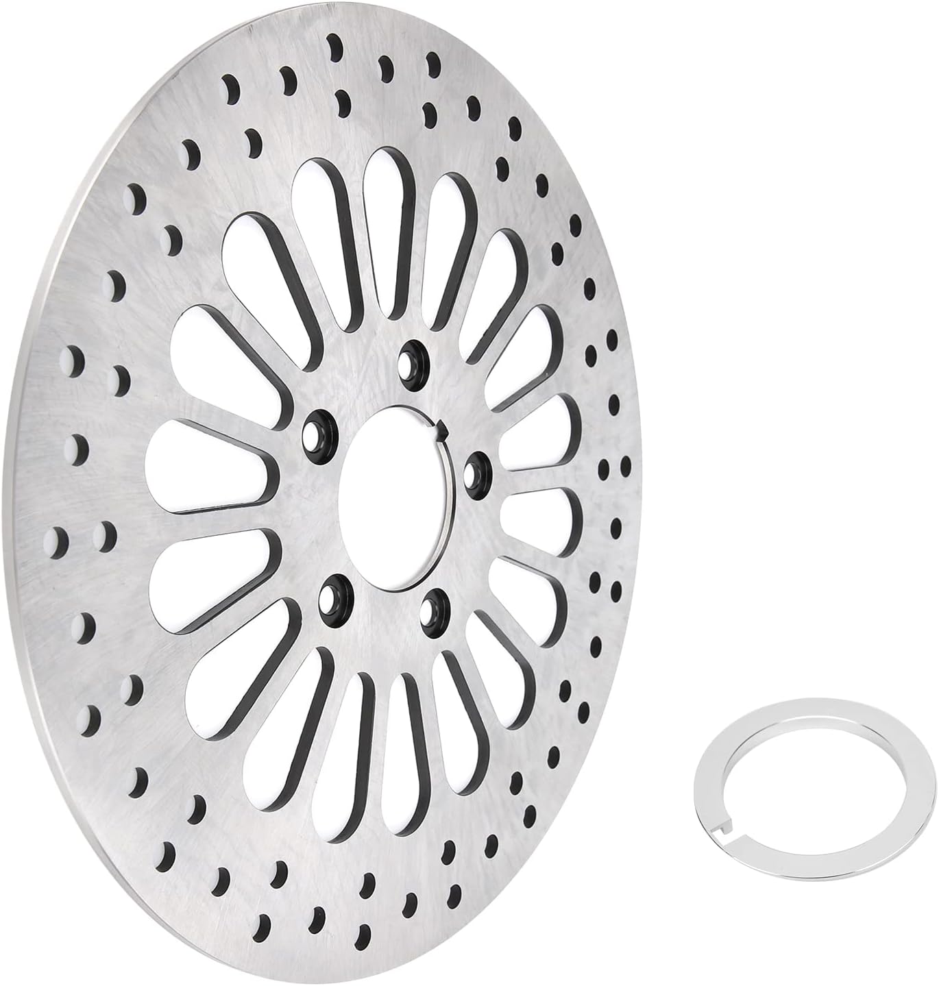 Motorcycle Front Brake Discs Stainless Steel Chrome Coated 5 Hole 292mm 11.5in Diameter High Performance Replacement for Touring 2000 2007