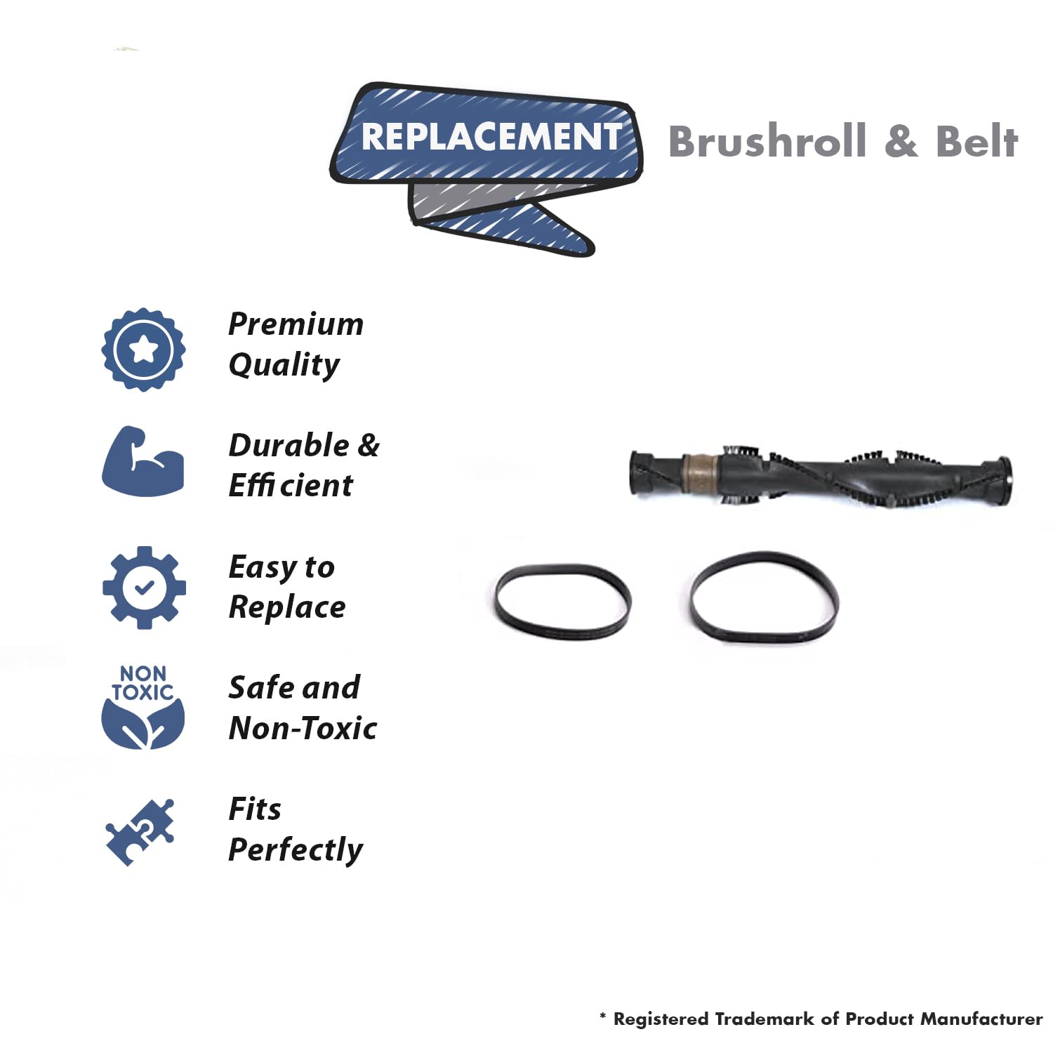 Replacement for Bissell Models 3593-M, 3576-1, 3576-2, 3576-6, 3576C, 3576H, 3576M Cleanview Helix, PowerForce, Roller Brushroll with 2PK Style 7, 9, 10, 12, 14 Flat Belts