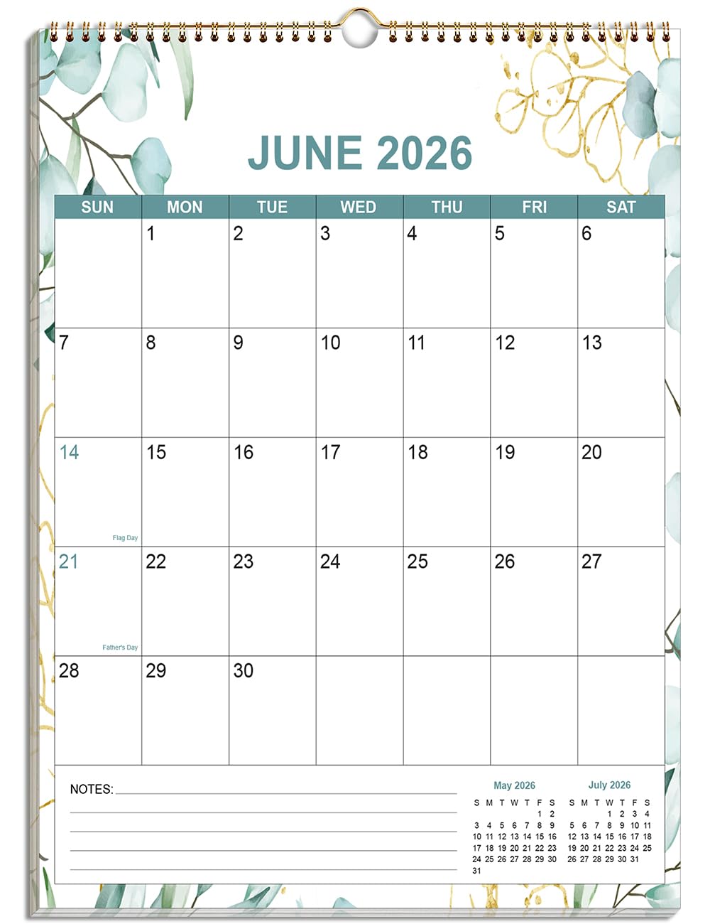2026-2027 Calendar - Calendar 2026-2027 from July 2026 - December 2027, 18 Months Calendar/Planner with Thick Paper, 12" x 14.5", Vertical, Leaf