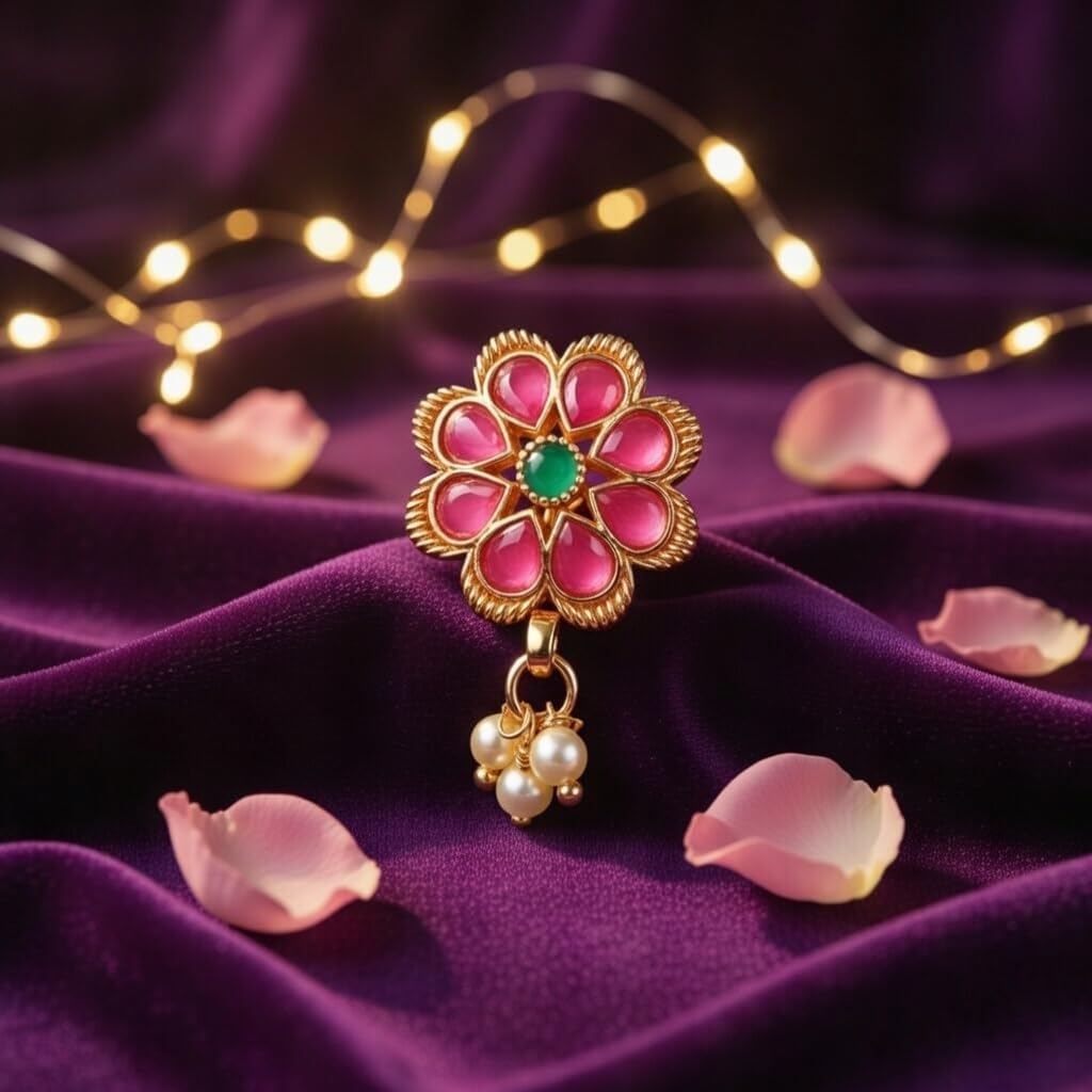 Efulgenz Indian Jewelry Nath Nathani Fake Nose Pin Non Piercing for Women