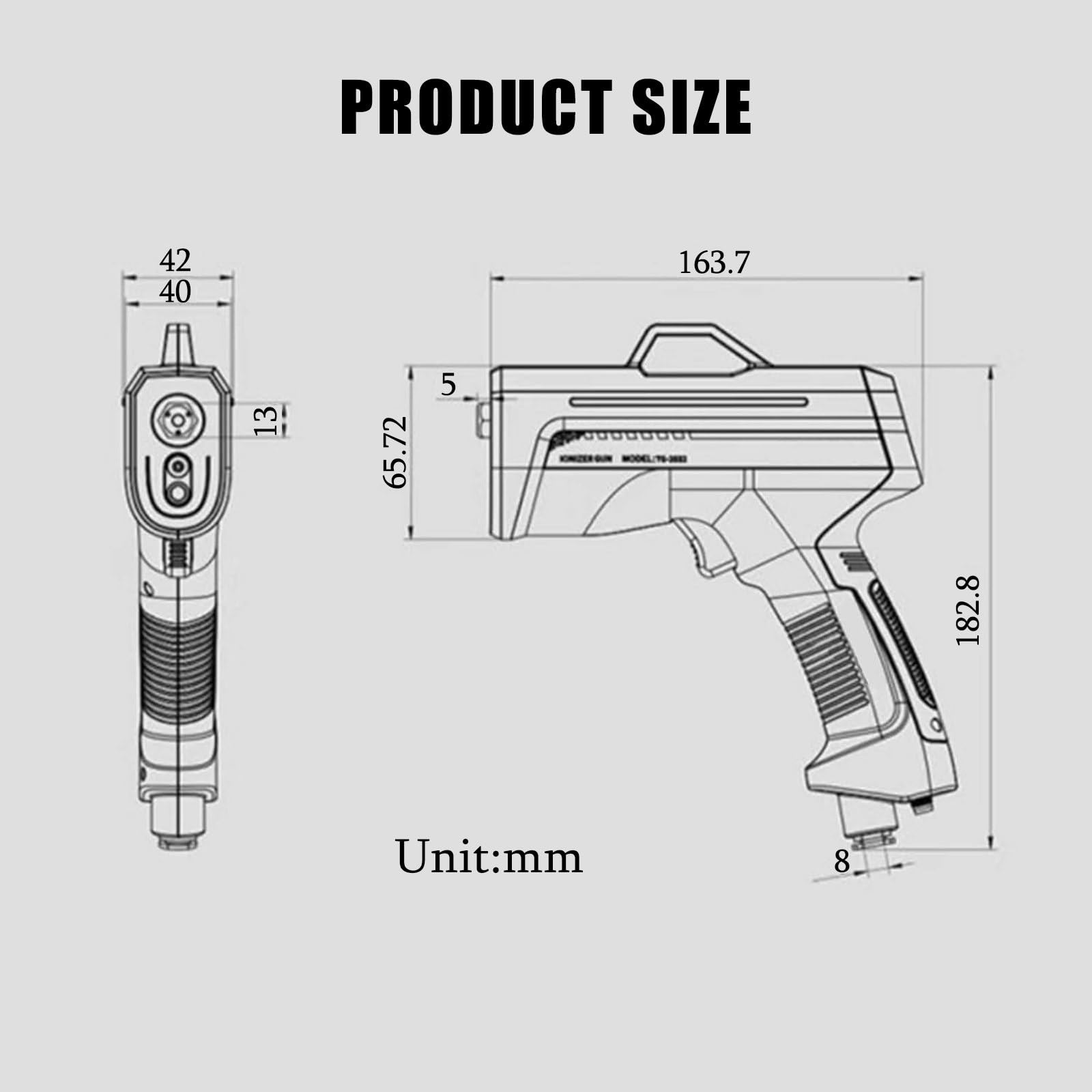 Ręczny pistolet antystatyczny ze światłem do wykrywania kurzu, pistolet jonizujący do naprawy elektroniki przemysłowej i automatycznego malowania, przenośny i wszechstronny
