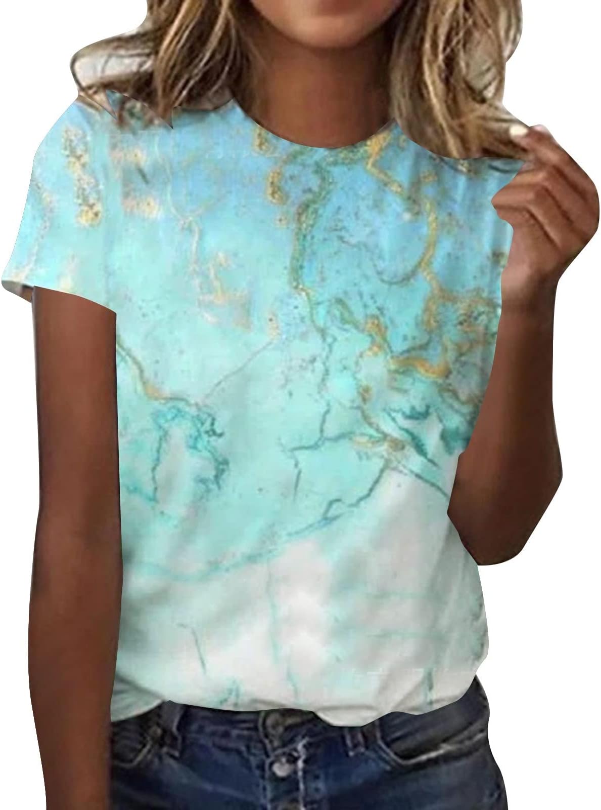 CocilaLong SleeveTops Women Size Tops O Neck Print Short Sleeve T Shirt Tops Casual Loose Blouse Tops Pink Blouses for Women St Patricks Day T Shirts Black and Yellow Tops