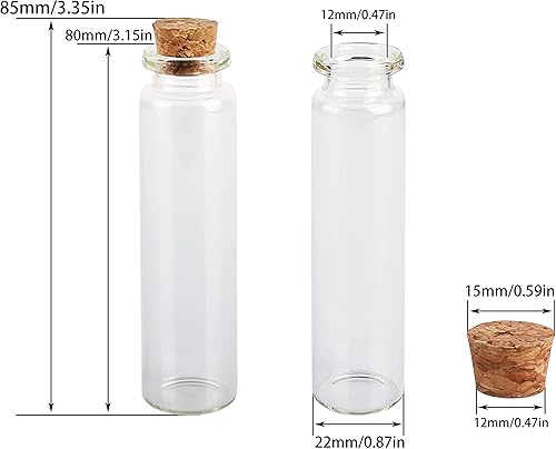 Miniatura 3 de MaxMau Botellas de vidrio pequeñas de 0.7 fl oz, pequeños frascos de vidrio, frascos con tapones de corcho, botellas de mensaje, botella de deseos