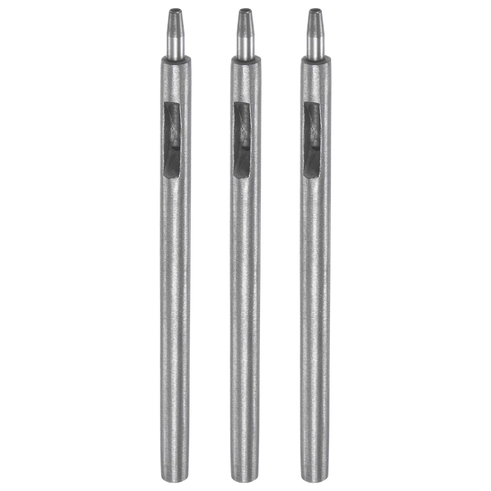 QUARKZMAN 3Pcs Perforadora de Agujeros de Cuero de 2mm Recta Redonda Remachadora de Ojales para Artesanía En Cuero Ropa Bolso Tela Cortina